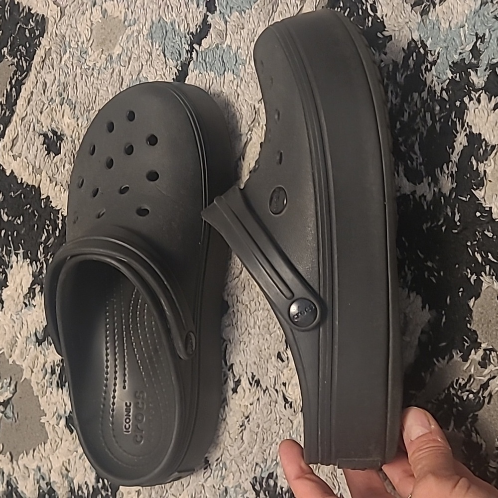 Crocs black platform clogs shoes slippers